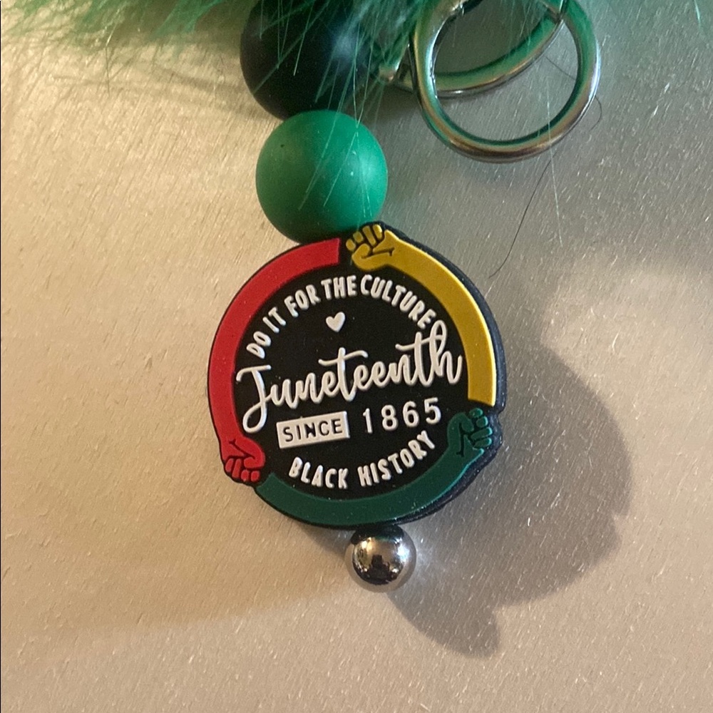 Juneteenth Culture Keychain with Pom Pom - Picture 2 of 2